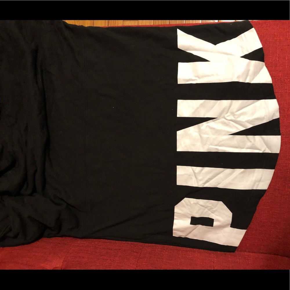 VS PINK HOODIE BLACK WITH “PINK” on back